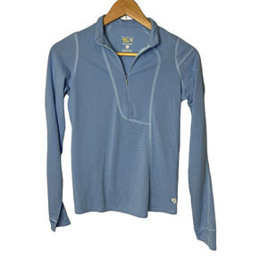 Mountain Hardwear Size XS Half Zip Pullover Top‎ Running Thumbholes Light Blue